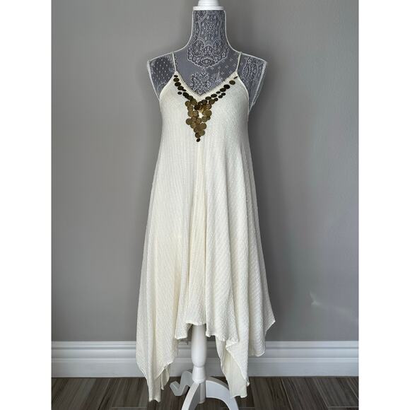 URBAN OUTFITTERS ECOTÉ Gypsy Coin Asymmetrical Hem Strapless Shift Dress Size XS - Picture 1 of 5